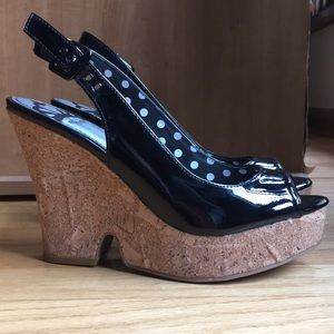 NEW IN BOX Fergalicious Black Peep Toe Heels